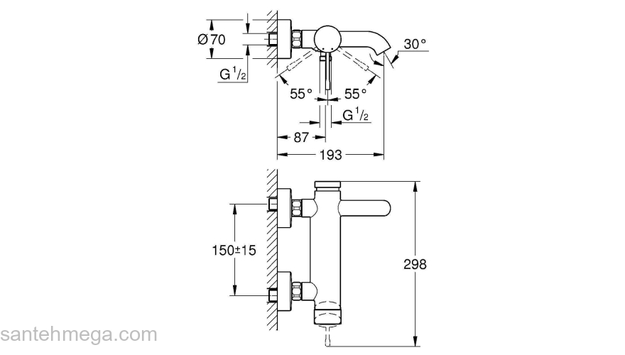 GROHE 33624001 Essence+ Смеситель однорычажный для ванны. Фото