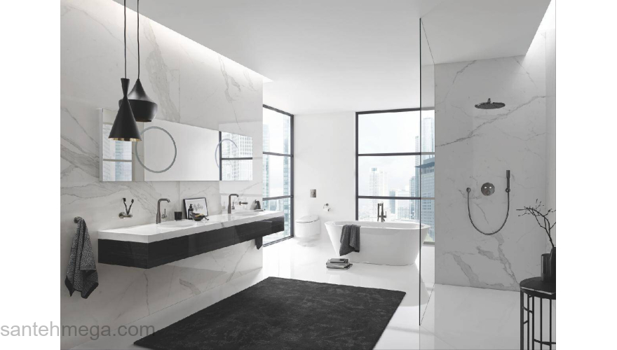 GROHE 23491AL1 Essence New Смеситель для ванны, напольный монтаж, цвет: темный гарфит, матовый. Фото