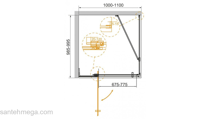 Душевой угол CEZARES Slider SLIDER-AH-1-100-100/110-GRIGIO-Cr. Фото