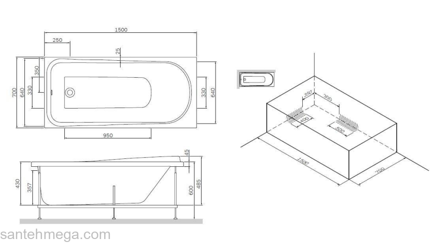 Декоративная фронтальная панель для ванны 150х70 см AM.PM Like W80A-150-070W-P. Фото
