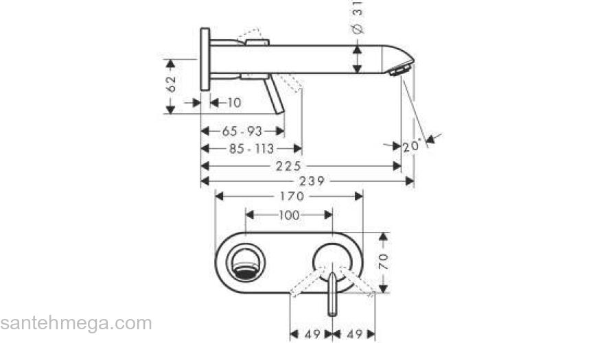 Смеситель для раковины HANSGROHE Tails S2 31611000. Фото