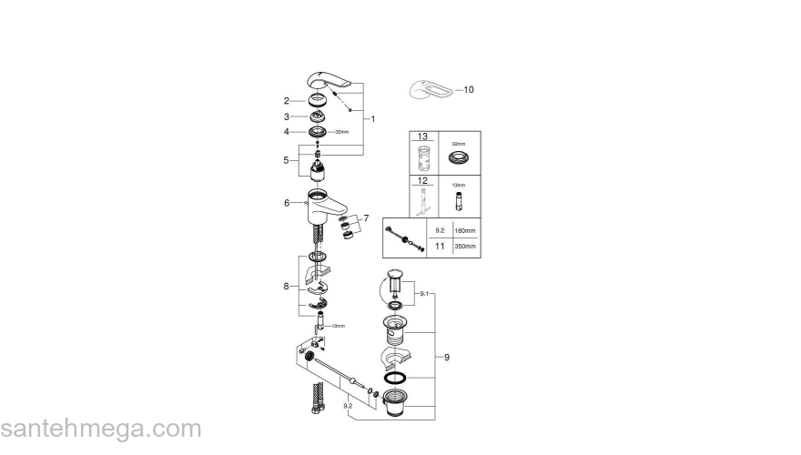 Смеситель для раковины GROHE Euroeco Special 32763000. Фото