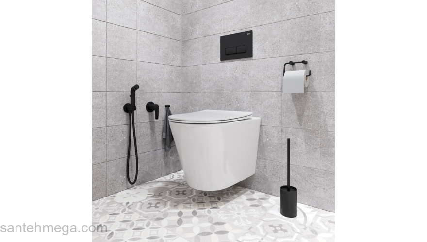 Встраиваемый смеситель с гигиеническим душем черный матовый Ray IDDIS RAYBLR2i08. Фото