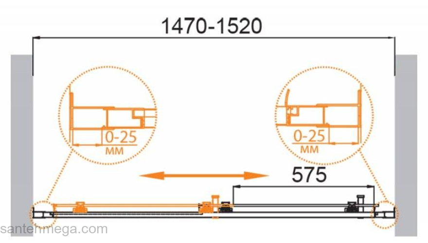 Душевая дверь CEZARES Molveno MOLVENO-BF-1-150-P-Cr. Фото