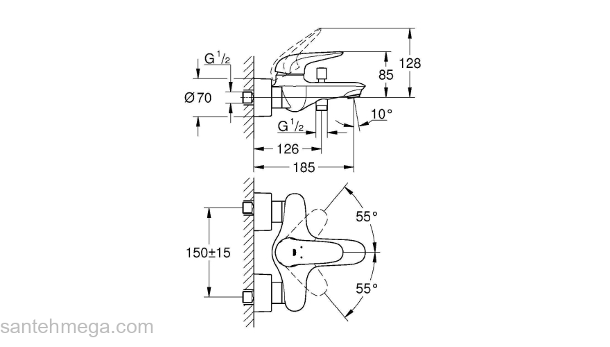 GROHE 23726003 Eurostyle 2015 Solid Смеситель для ванны. Фото