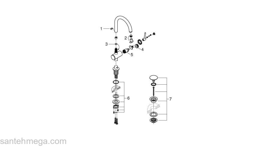 GROHE 32042003 Atrio New Смеситель однорычажный для раковины на 1 отверстие, размер L. Фото