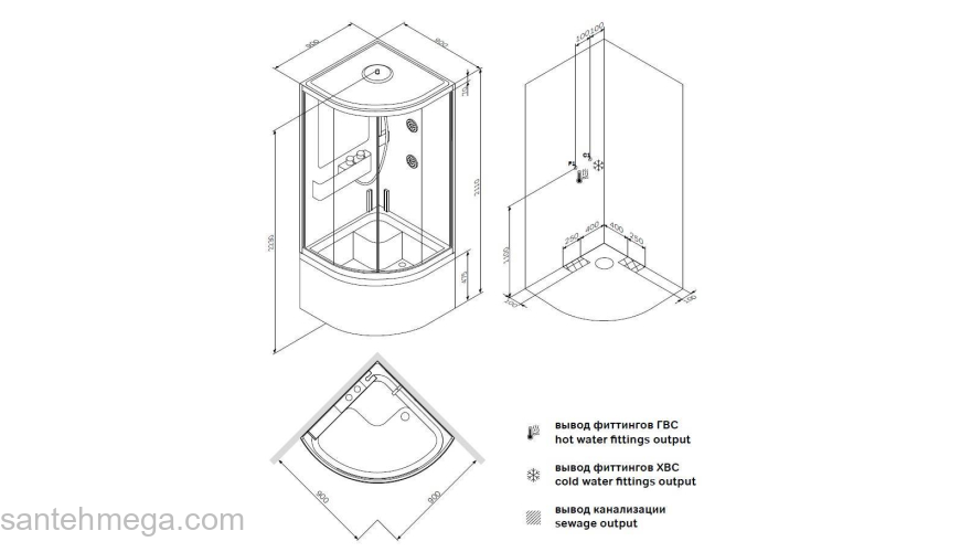 Гидромассажная кабина AM.PM Like W80C-019A-090MTA. Фото
