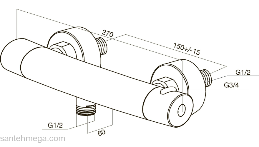Смеситель для душа с термостатом AM.PM Sense F7540064. Фото