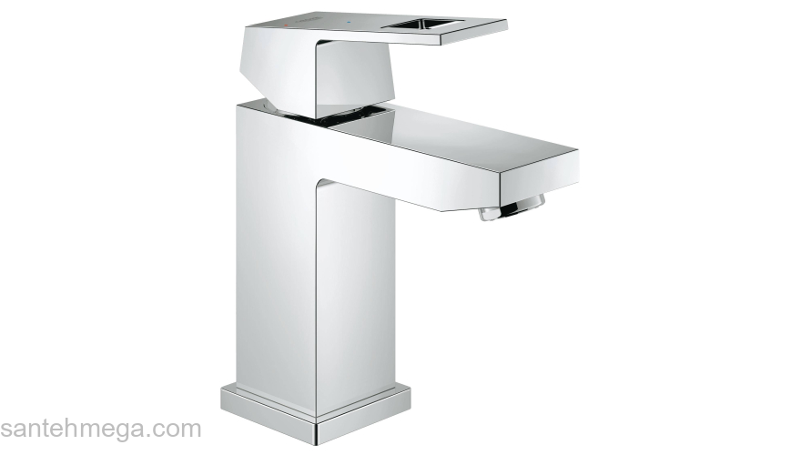 GROHE 2339200E Eurocube Смеситель однорычажный для раковины, гладкий корпус, с энергосберегающим картриджем - подача холодной воды при центральном положении рычага. Фото