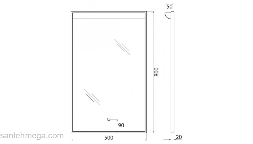 Зеркало с подсветкой BELBAGNO SPC-UNO-500-800-TCH. Фото