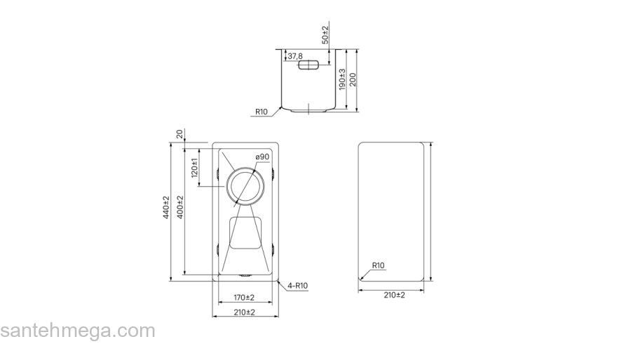 Мойка нерж. сталь универсального монтажа графит 210*440  Edifice IDDIS EDI21G0i77. Фото