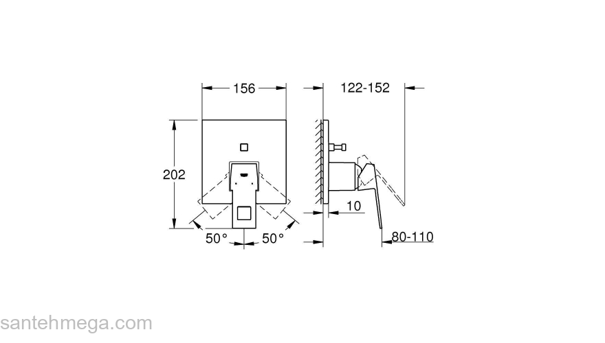 Смеситель для ванны GROHE 24062000 Eurocube, хром. Фото