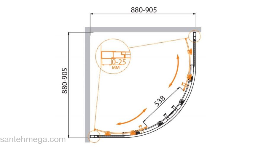 Душевой угол CEZARES Molveno MOLVENO-R-2-90-C-Cr-IV. Фото