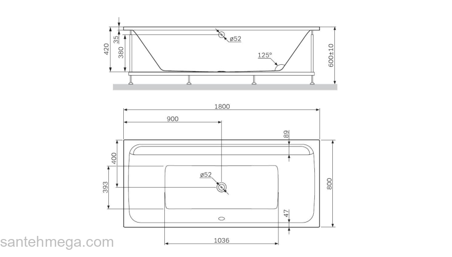 Каркас для ванны 180х80 см AM.PM Inspire 2.0 W52A-180-080W-R. Фото