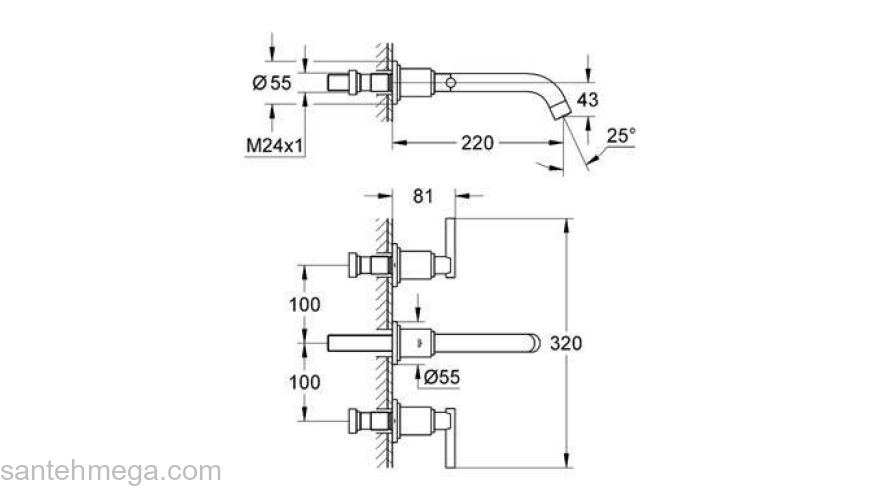 Смеситель для раковины GROHE Atrio Jota 20386000 (внешняя часть). Фото