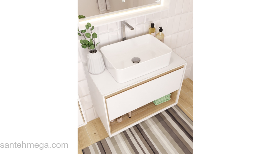 CERSANIT Тумба LOUNA 80 со столешницей SZ-LOU-80BL/Wh. Фото