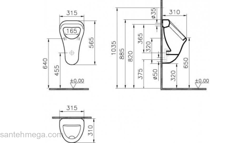 Писсуар Vitra Arkitekt 6201B003-0199. Фото