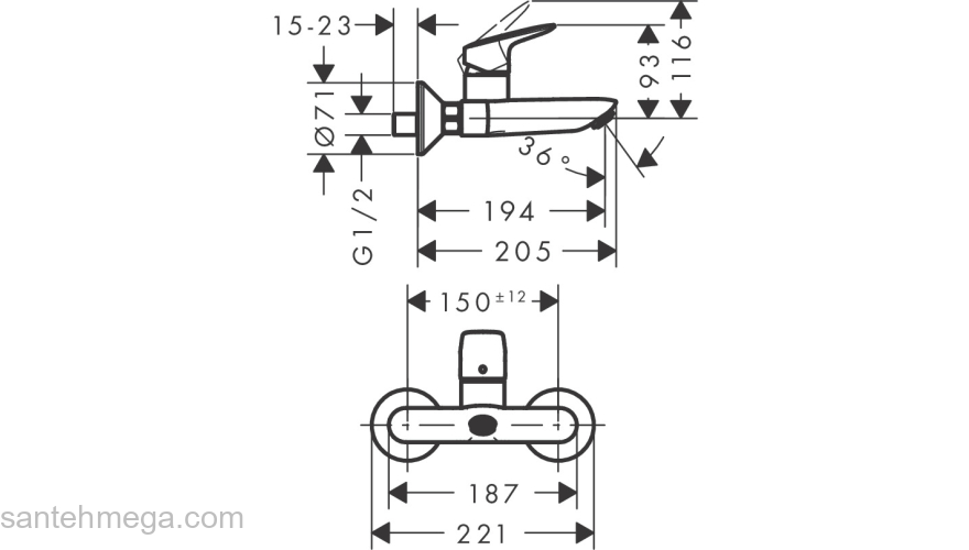 Cмеситель для раковины Hansgrohe Logis 71225000, хром. Фото