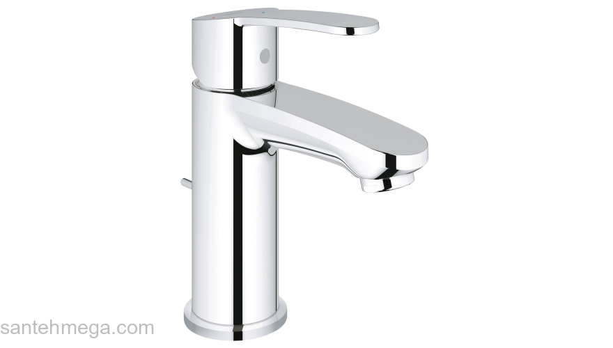 GROHE 2338720E Eurostyle Cosmopolitan Смеситель однорычажный для раковины со сливным гарнитуром, уменьшенный вариант, с энергосберегающим картриджем - подача холодной воды при центральном положении рычага. Фото