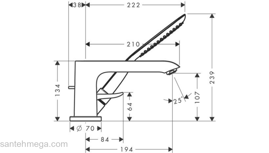 Смеситель для ванны Hansgrohe Metris 31190000. Фото