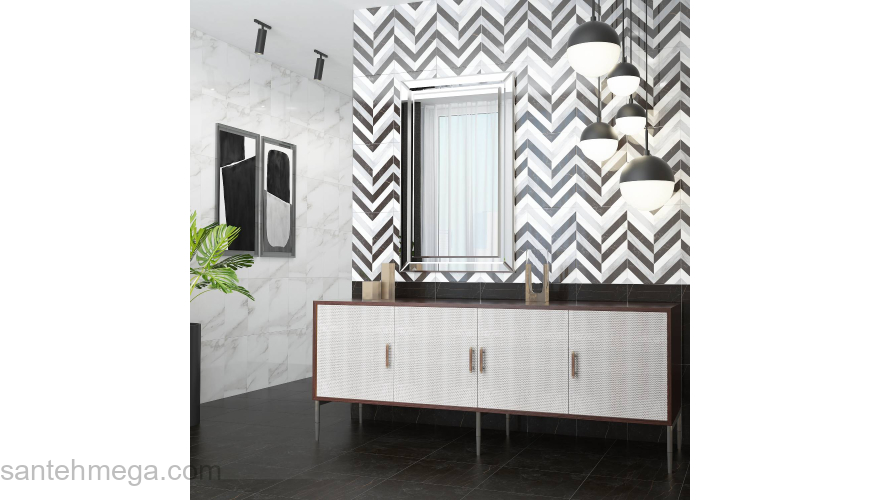 Керамин Плитка облицовочная Пантеон 7Д 275х400 декор чёрно-белый