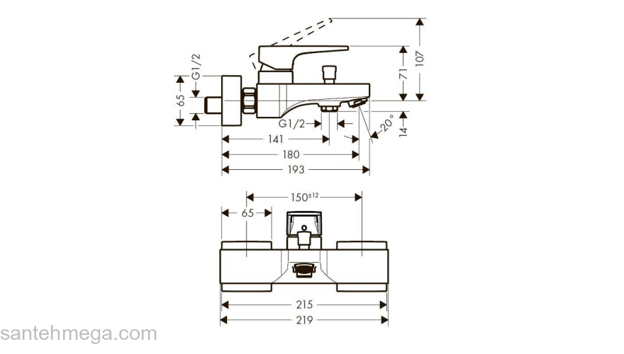 Смеситель для ванны HANSGROHE Metropol 74540000. Фото