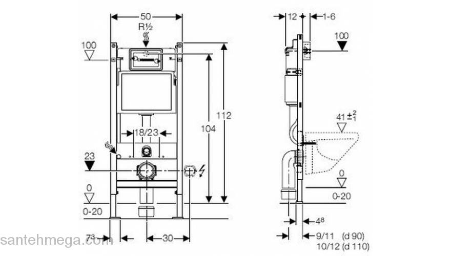 Инсталляция для подвесного унитаза GEBERIT Duofix 111.153.00.1. Фото