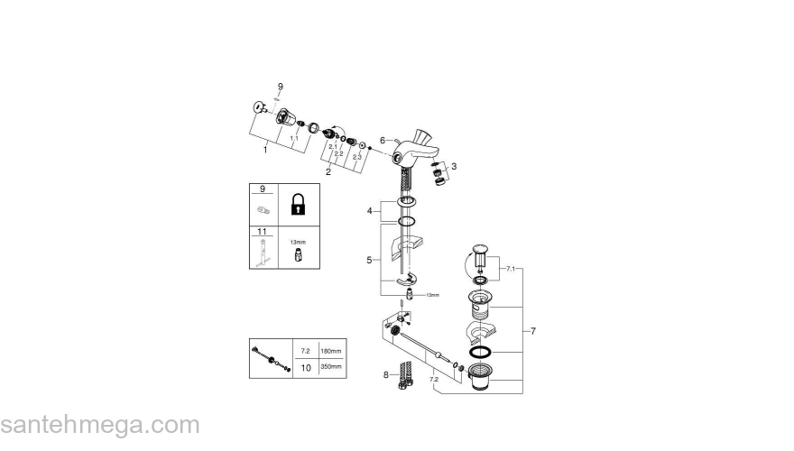 Смеситель для раковины GROHE Costa 21390001. Фото