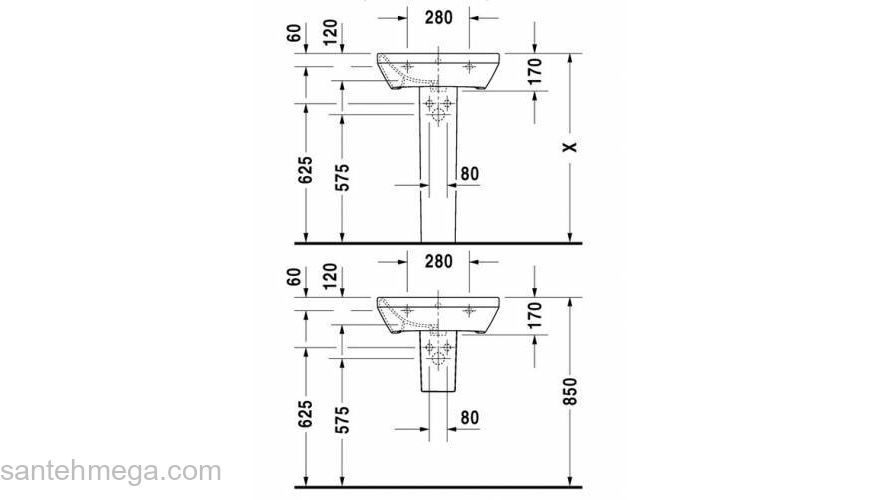 Раковина с переливом DURAVIT DURASTYLE 55х44 2319550000. Фото