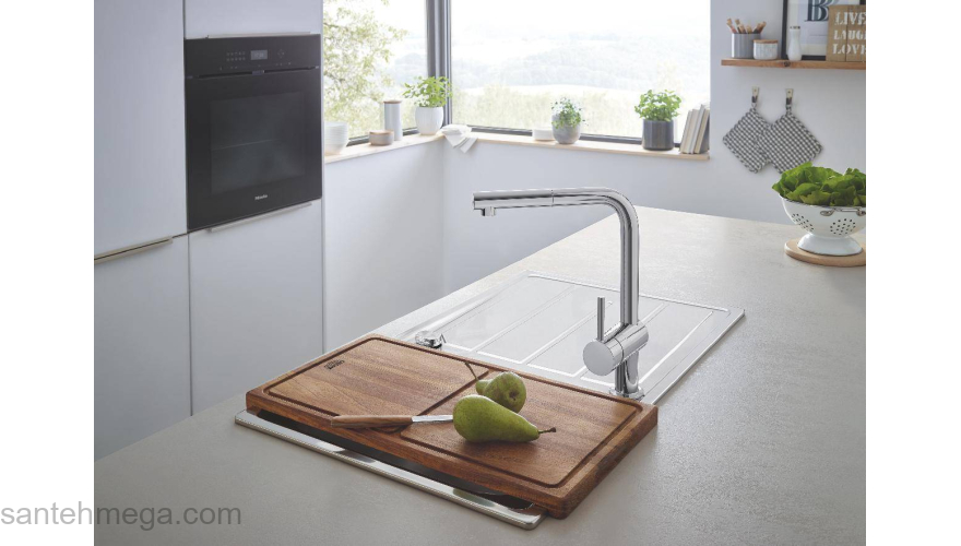 Набор для кухни: мойка для кухни GROHE 31573SD0 K500, нержавеющая сталь и смеситель Minta. Фото