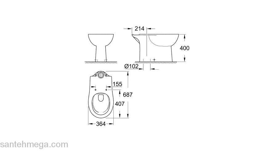 Унитаз приставной GROHE Bau Ceramic 39429000. Фото