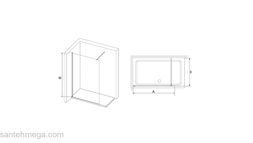 Душевая перегородка  RGW WALK IN WA-10-B 02101009-14 90 см