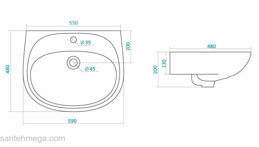 Раковина подвесная SANTEK Анимо 60х48 1.WH11.0.508. Фото