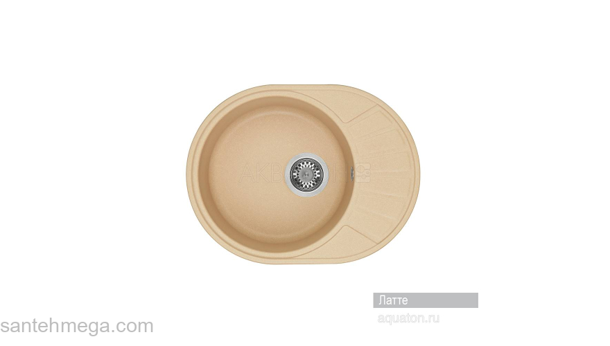 Мойка для кухни Акватон Чезана круглая с крылом латте 1A711232CS260. Фото