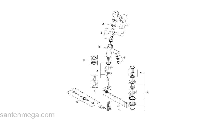 Смеситель для раковины Grohe Concetto New 32204001. Фото