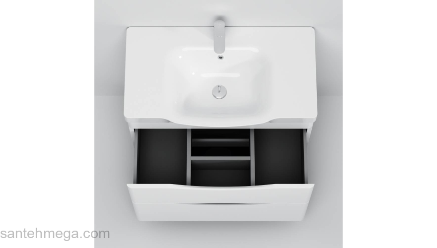 База под раковину напольная 80 см, 2 ящика, белый глянец AM.PM Like M80FSX0802WG. Фото