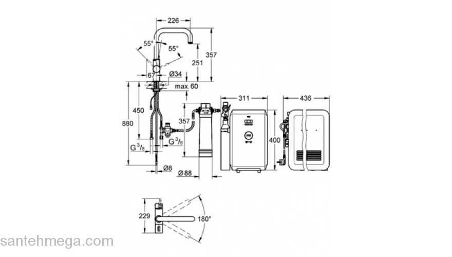 Смеситель для мойки GROHE Blue 31324DC1. Фото