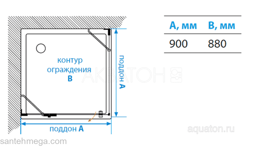 Душевое ограждение Акватон Lax SQR L квадратное 90х90х200 1AX017SSXX000. Фото