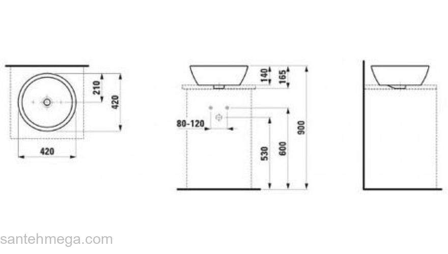 Раковина накладная LAUFEN Pro 42х42 8.1296.2.000.109.1. Фото