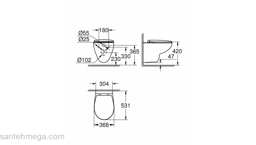 Унитаз подвесной с сиденьем GROHE Bau Ceramic 39351000. Фото