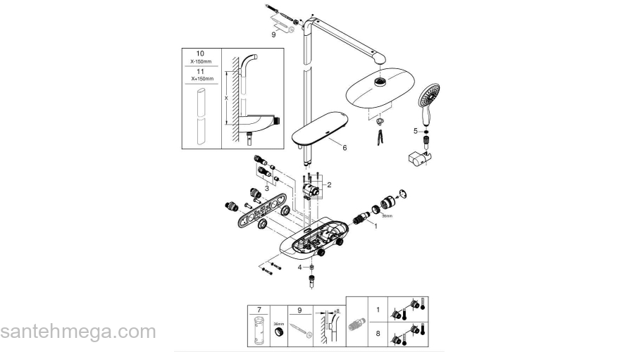 GROHE 26361LS0 Rainshower SmartControl MONO 300 Душевая система с термостатом. Фото