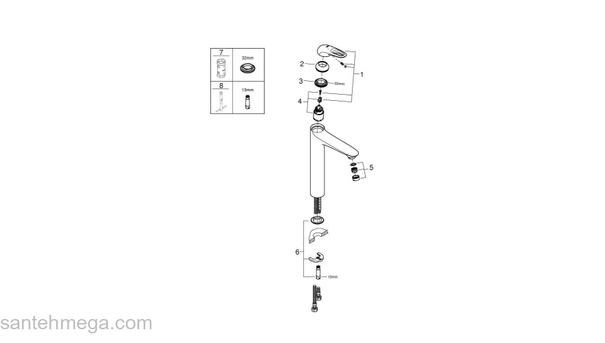 GROHE 23570LS3 Eurostyle 2015 Смеситель для свободностоящей раковины, гладкий корпус. Фото