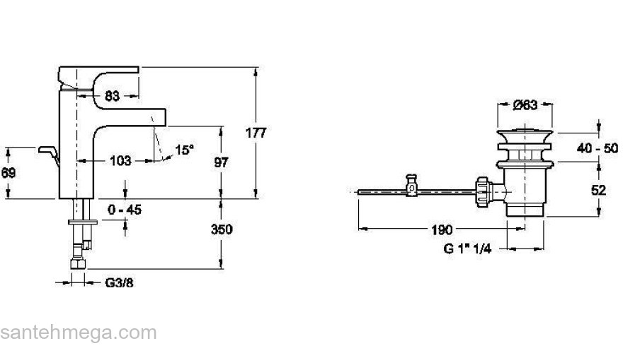 Смеситель для раковины Jacob Delafon Strayt E37327-CP. Фото