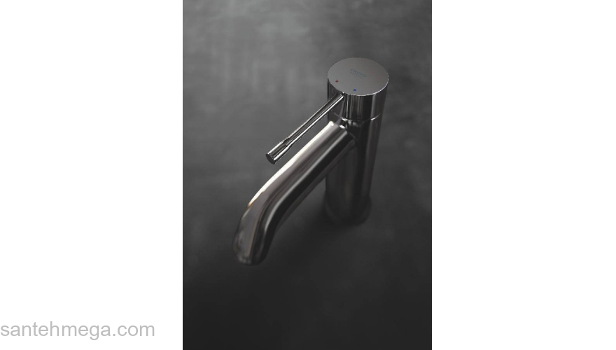 GROHE 23589A01 Essence New Смеситель для раковины S-Size II, сливной гарнитур, цвет: темный гарфит, глянец. Фото