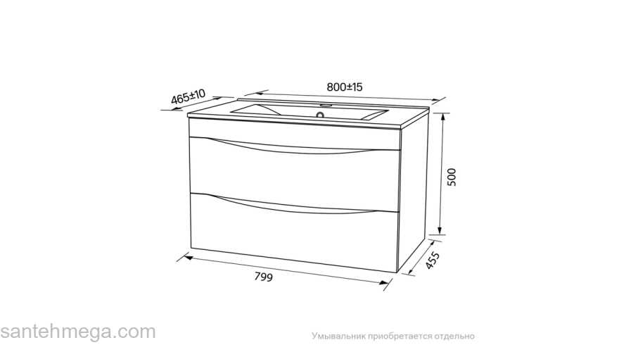 Тумба подвесная белая 80 см Cloud  IDDIS CLO80W0i95. Подходит умывальник: 0138000i28. Фото