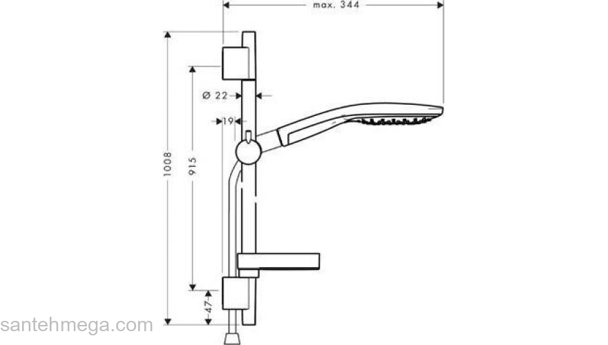 Душевой гарнитур Hansgrohe Raindance Select 150 3iet 90cm хром 27803000. Фото