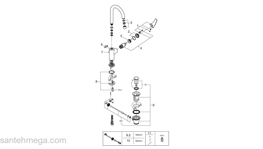 GROHE 23753000 BauFlow Смеситель для раковины со сливным гарнитуром, L-Size. Фото