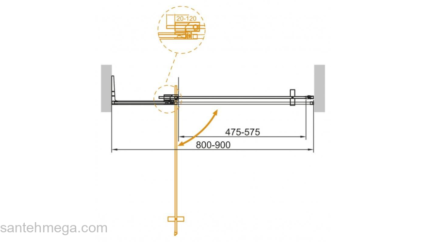 Душевая дверь CEZARES Slider SLIDER-B-1-80/90-C-NERO. Фото