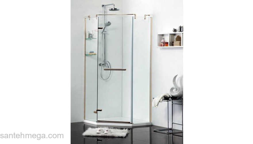 Душевое ограждение AZARIO Montreal 90х90 AZ-NWG3231-L 900 Gold левостороннее. Фото