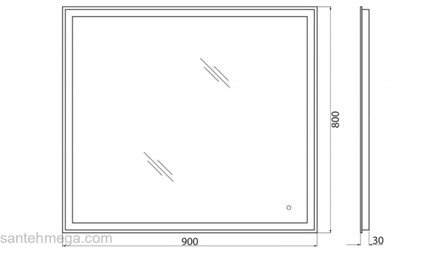 Зеркало с встроенным светильником и сенсорным выключателем BELBAGNO SPC-GRT-900-800-LED-TCH. Фото